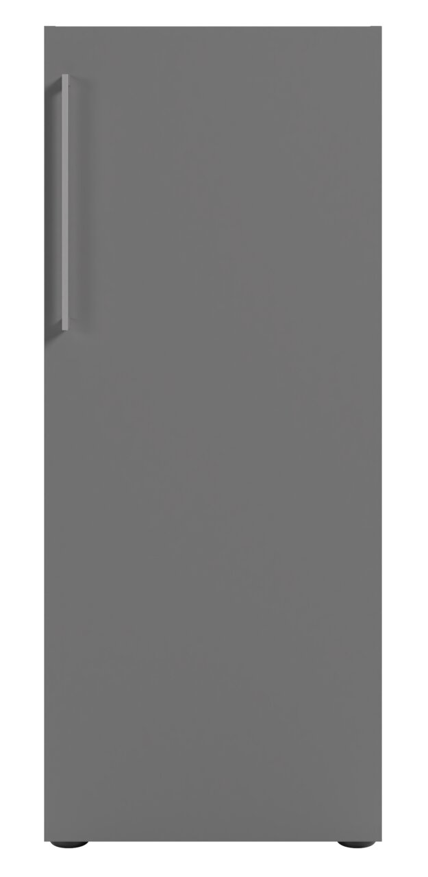 Grauer Aktenschrank mit Rechtsanschlag, Frontalansicht