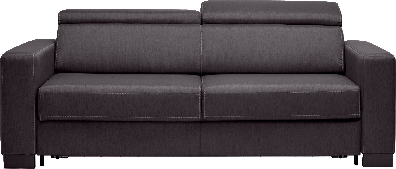 Graues Funktionssofa mit verstellbarer Rückenlehne, Vorderansicht