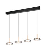 Moderne Pendelleuchte Celeste mit vier hängenden Lampen, seitliche Perspektive
