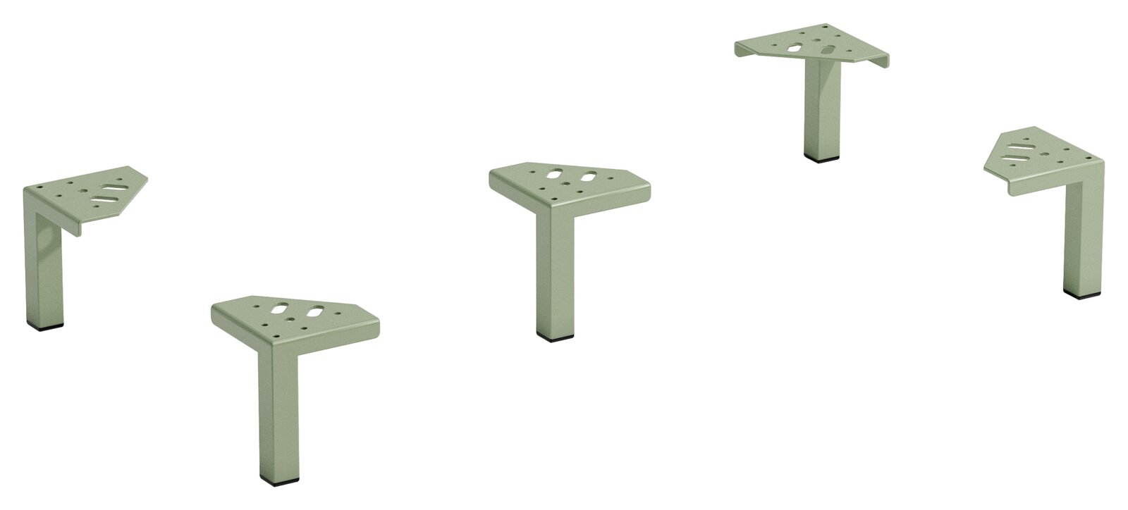 XORA Fuss-Set 5-tlg. Fünfteiliges Fuß-Set in Schilfgrün, perspektivisch von oben gezeigt.