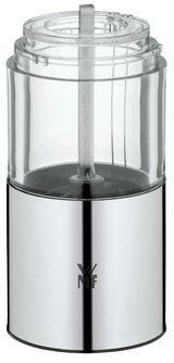 Elektrische Mühle aus Edelstahl und transparentem Kunststoff, Vorderansicht