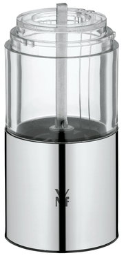 Elektrische Mühle aus Edelstahl und transparentem Kunststoff, Vorderansicht