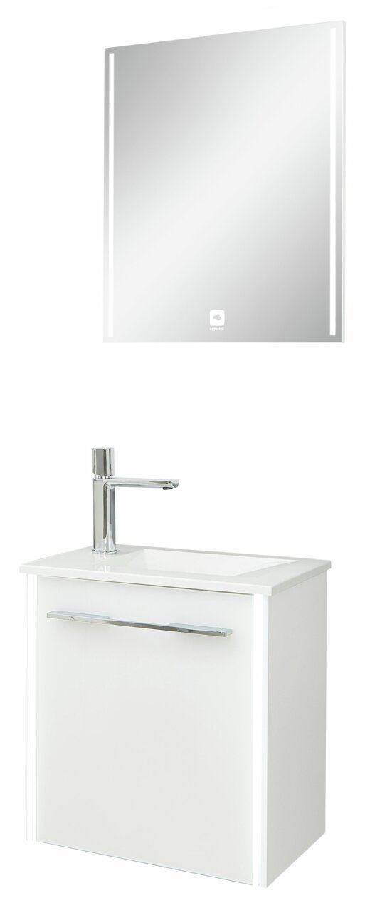 Leonardo Gästebad LEO BATH 116 Moderne Badezimmermöbelkombination mit Spiegel und Waschbeckenunterschrank, Frontalansicht