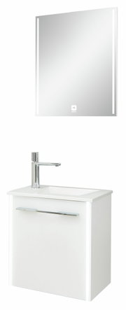 Moderne Badezimmermöbelkombination mit Spiegel und Waschbeckenunterschrank, Frontalansicht