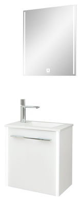 Moderne Badezimmermöbelkombination mit Spiegel und Waschbeckenunterschrank, Frontalansicht