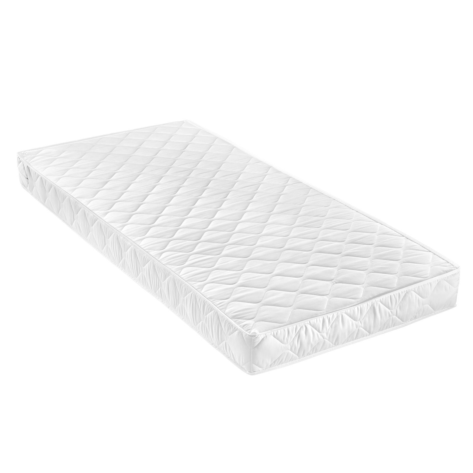 Komfort-Wendematratze H2/H3 in schräger Perspektive, weiße Oberfläche mit gestepptem Muster