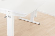 Weißer höhenverstellbarer Schreibtisch mit Kurbel, seitliche Perspektive