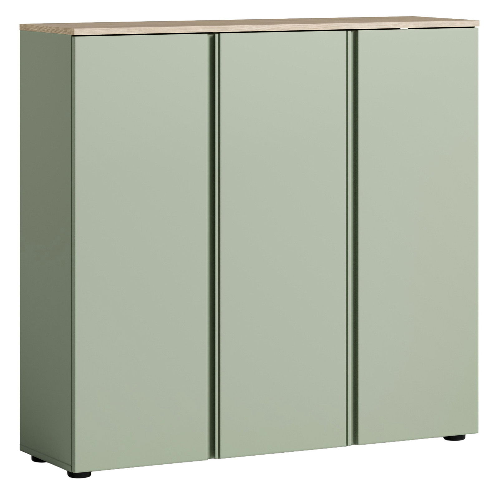 XL-Schuhschrank in hellem Grün mit drei Türen, aus frontaler Perspektive