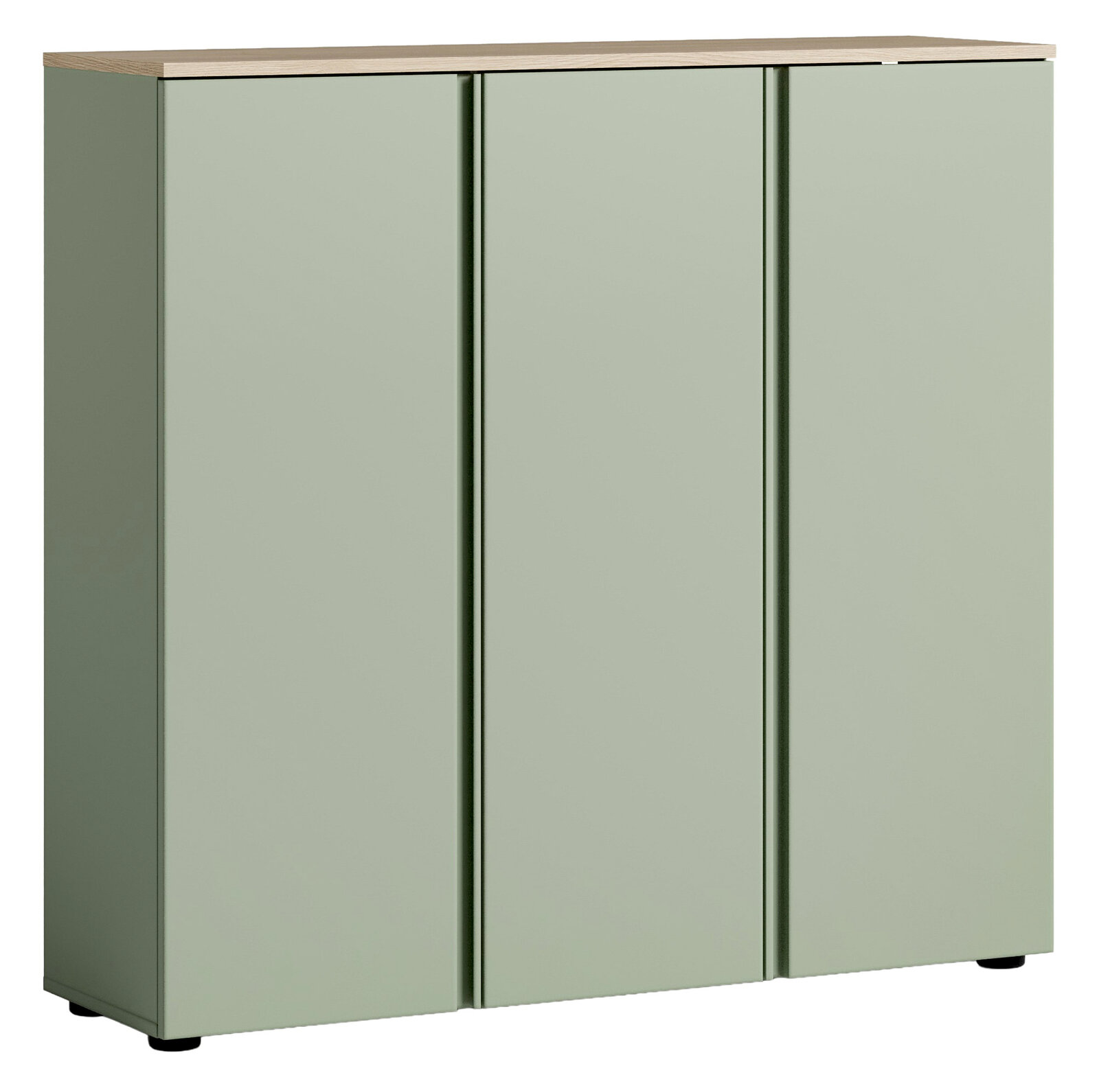 Voleo XL-Schuhschrank MILTON XL-Schuhschrank in hellem Grün mit drei Türen, aus frontaler Perspektive