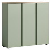 XL-Schuhschrank in hellem Grün mit drei Türen, aus frontaler Perspektive