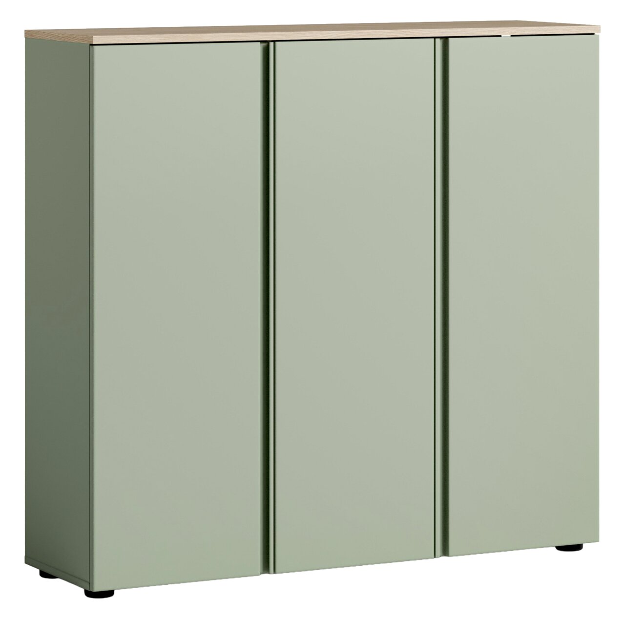 XL-Schuhschrank in hellem Grün mit drei Türen, aus frontaler Perspektive
