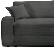 Großes, modernes Big-Sofa in dunklem Stoff mit geripptem Design, seitliche Perspektive