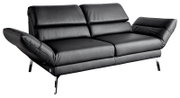 Schwarzes Ledersofa mit verstellbaren Armlehnen und Kopfstützen, seitliche Perspektive