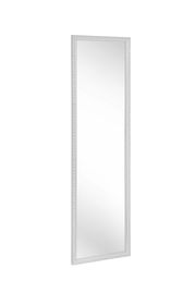 Weißer rechteckiger Spiegel der Serie LUCY mit dekorativem Rahmen, seitliche Perspektive