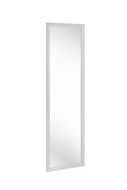 Weißer rechteckiger Spiegel der Serie LUCY mit dekorativem Rahmen, seitliche Perspektive