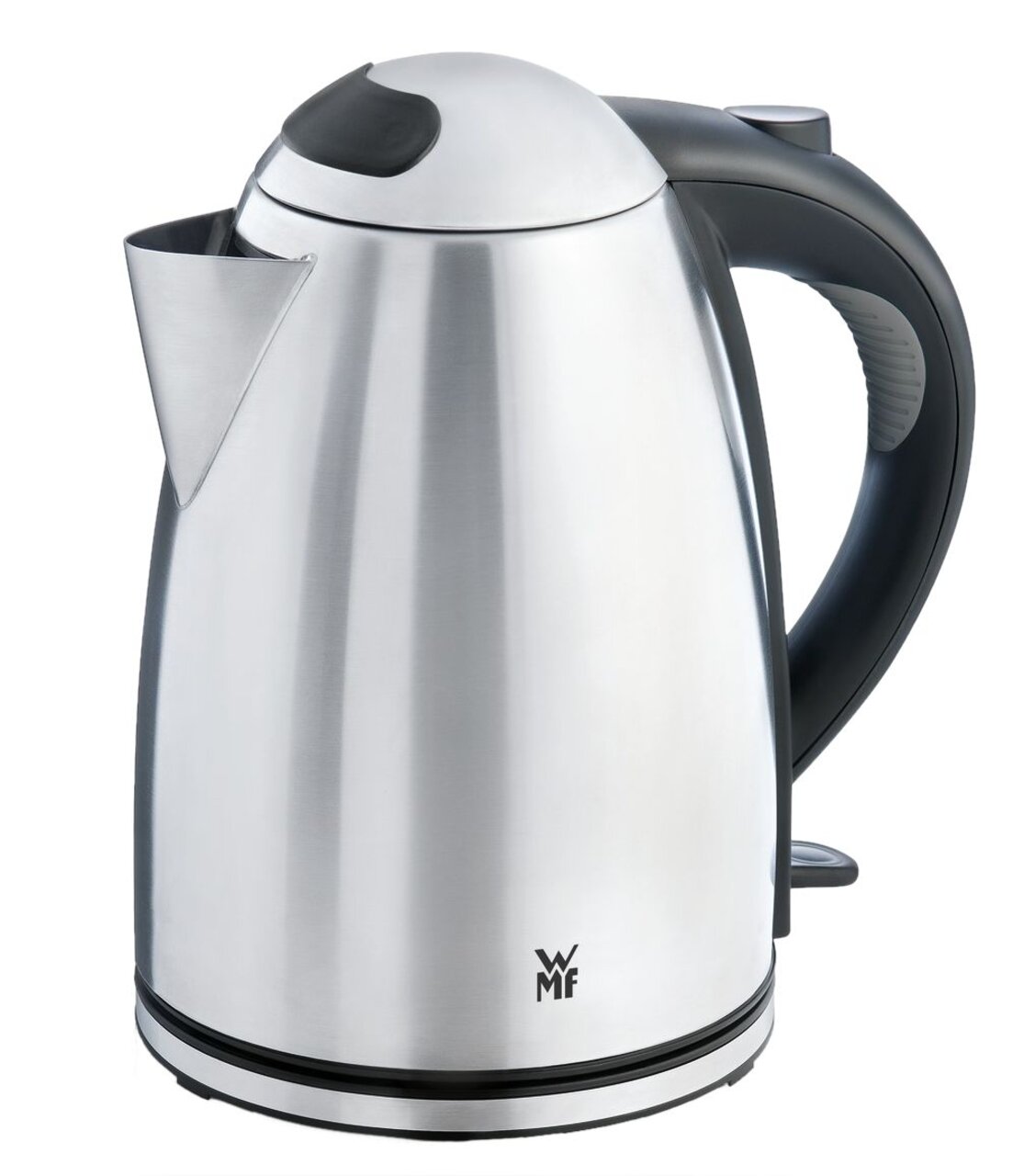 Silberner Wasserkocher 1,7l Stelio von WMF, seitliche Perspektive