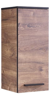 Moderner Wandschrank aus Holz mit natürlicher Maserung, seitliche Perspektive