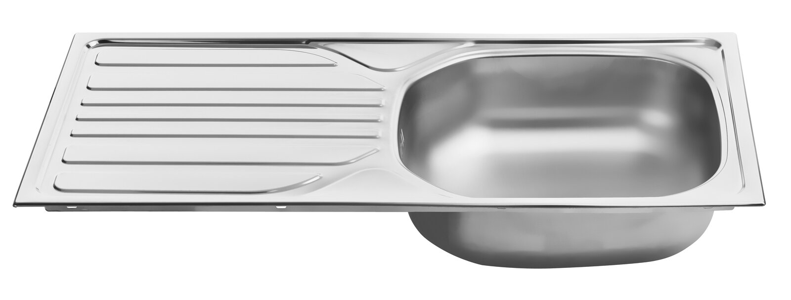 Edelstahlspüle mit Abtropffläche, Ansicht von oben