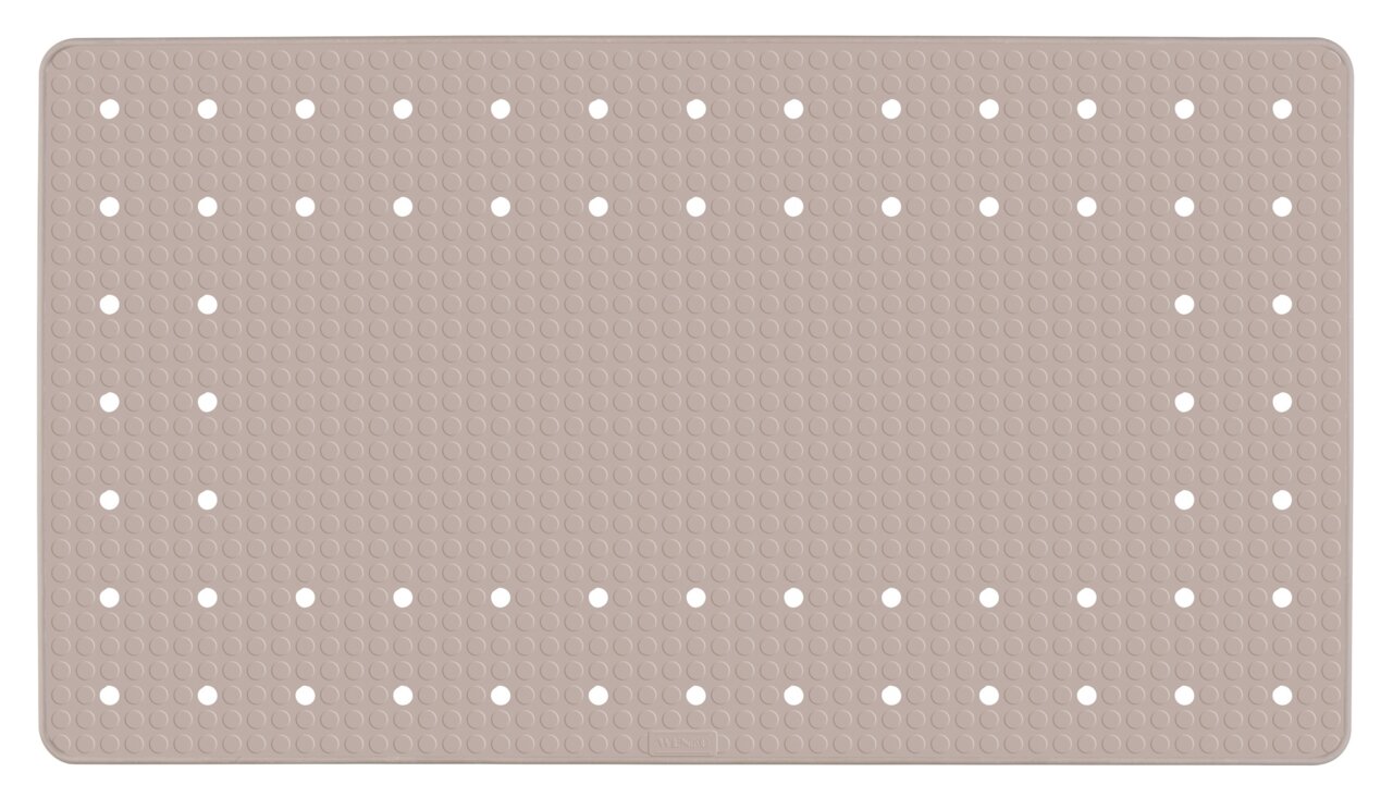 Wenko Wanneneinlage MIRASOL Rechteckige Wanneneinlage Mirasol in Taupe mit rutschfester Oberfläche und Lochmuster, Draufsicht