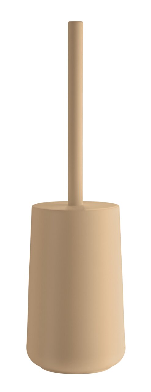 WC-Bürste mit Behälter aus Kunststoff in Beige, frontal abgebildet