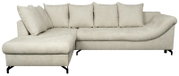 Beige Ecksofa mit Ottomane links, Vorderansicht