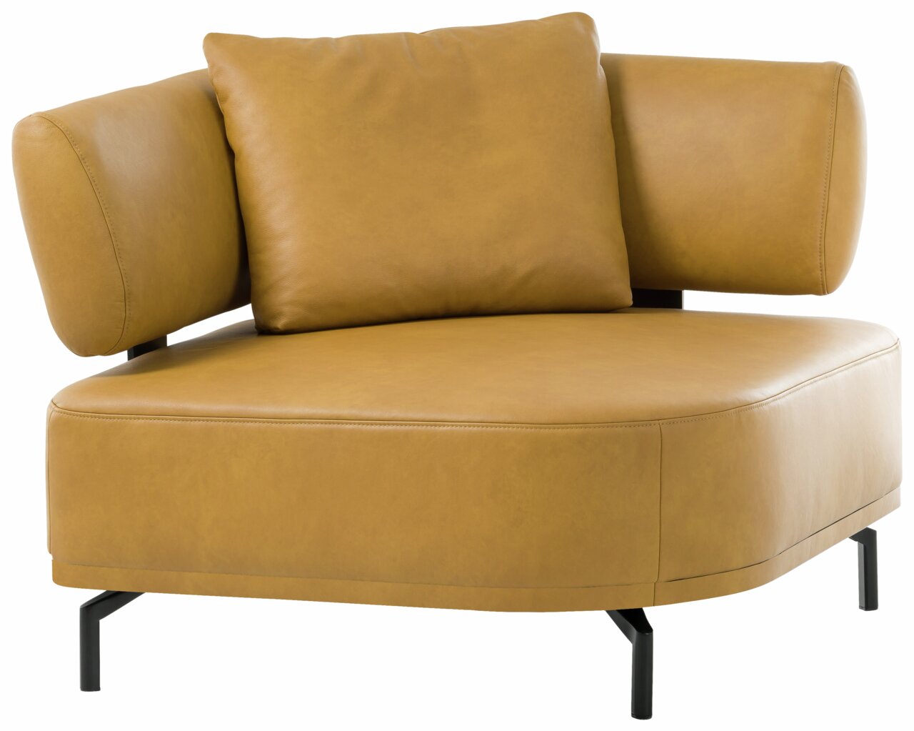 Dieter Knoll Sessel PALIO Moderner, senfgelber Sessel mit schwarzem Metallgestell, seitliche und frontale Perspektive