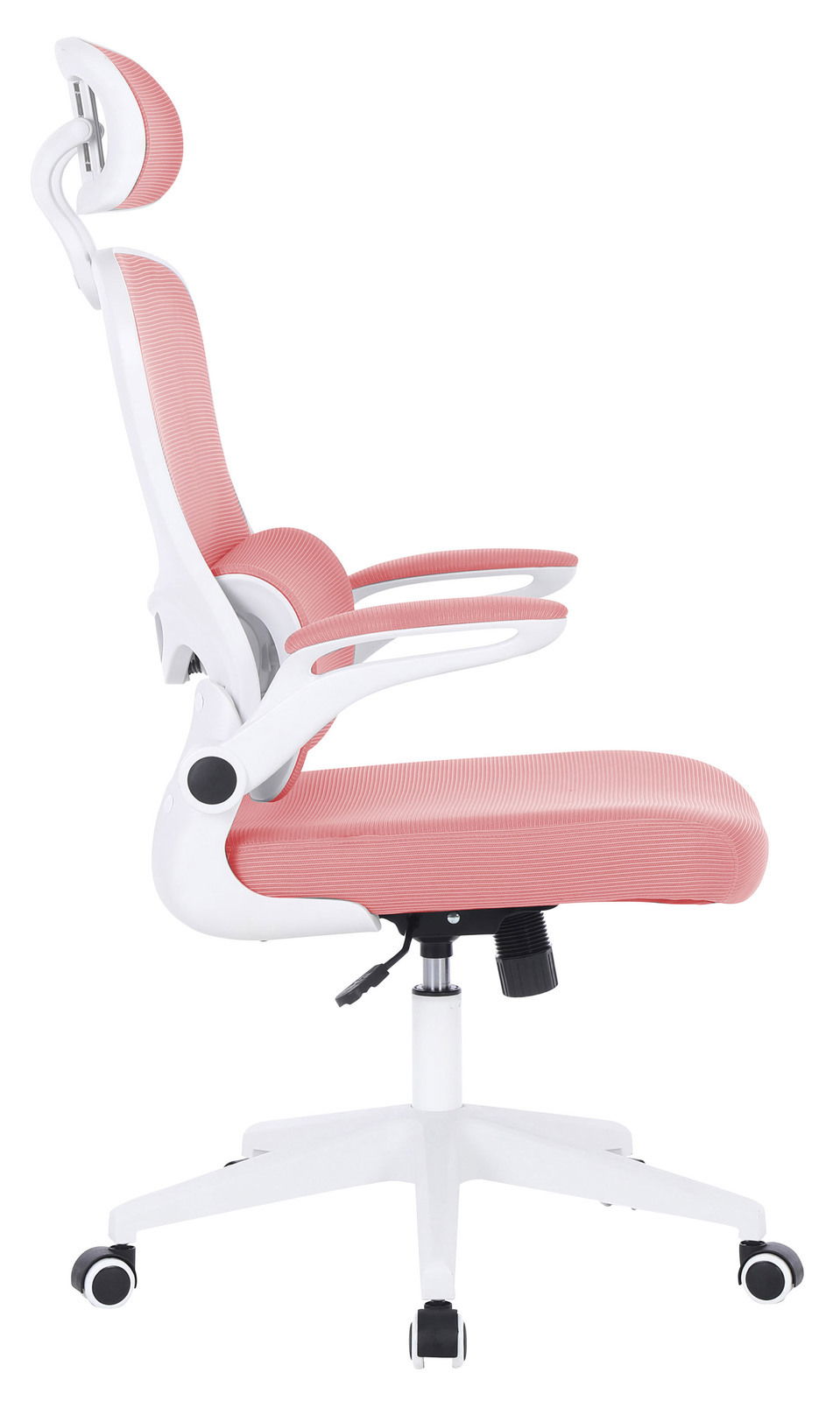 Moderner Drehstuhl in Rosa und Weiß, Seitenansicht