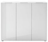 Moderner weißer XL-Schuhschrank mit drei Türen, Frontalansicht