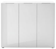 Moderner weißer XL-Schuhschrank mit drei Türen, Frontalansicht