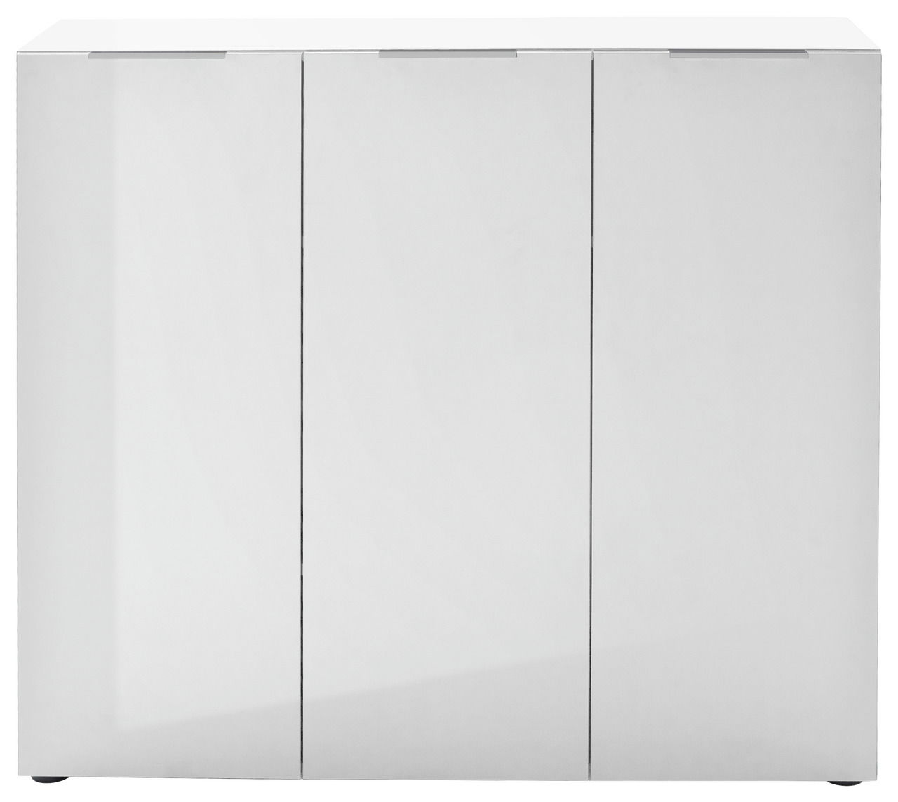Moderner weißer XL-Schuhschrank mit drei Türen, Frontalansicht