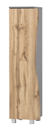 Moderner Midischrank mit Holzoptik, frontal betrachtet.