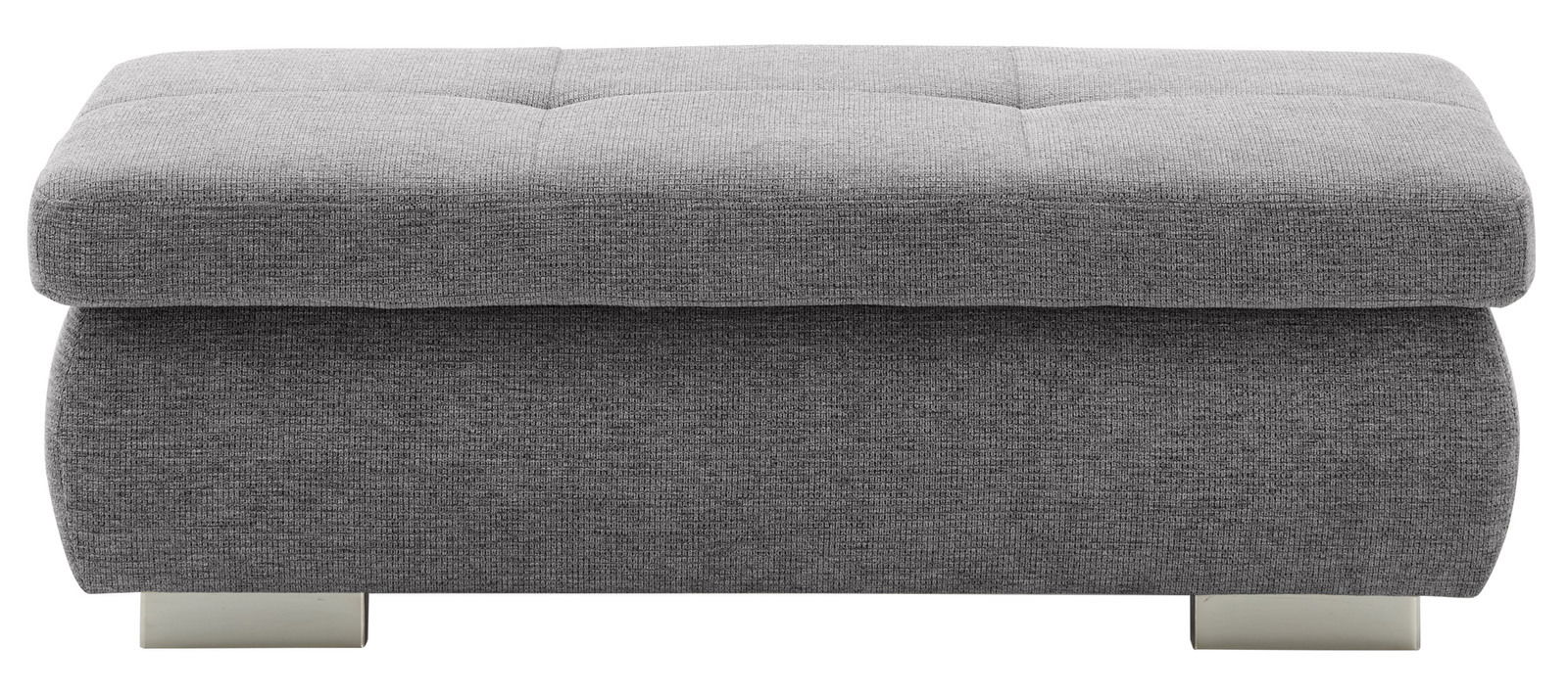 Grauer XXL-Hocker aus Stoff mit quadratischer Steppung, Vorderansicht