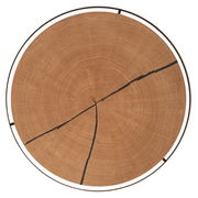 Runde LED-Deckenleuchte mit Holzoptik, von oben betrachtet