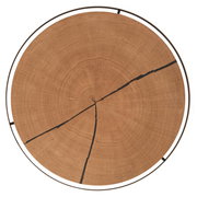 Runde LED-Deckenleuchte mit Holzoptik, von oben betrachtet