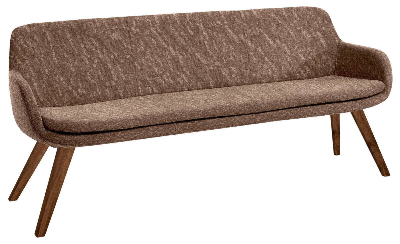 Musterring Polsterbank MR TAVIA Polsterbank 180cm in braunem Stoffbezug mit Holzbeinen, seitliche Perspektive