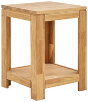 Beistelltisch aus Holz in natürlicher Holzoptik, seitliche Perspektive