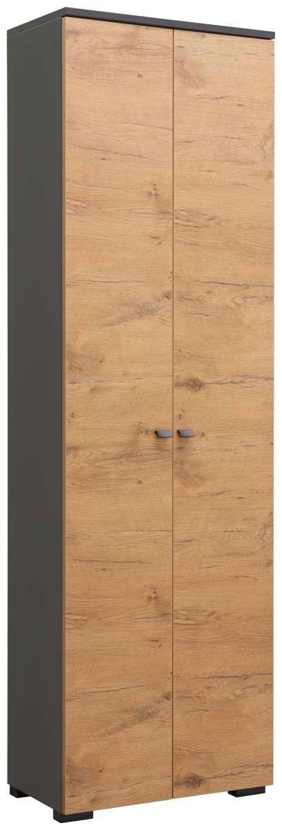 Moderano Kledingkast BASIC Garderobenschrank in Holzoptik mit zwei Türen, seitliche Perspektive