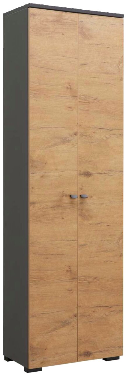 Moderano Garderobenschrank BASIC Garderobenschrank in Holzoptik mit zwei Türen, seitliche Perspektive