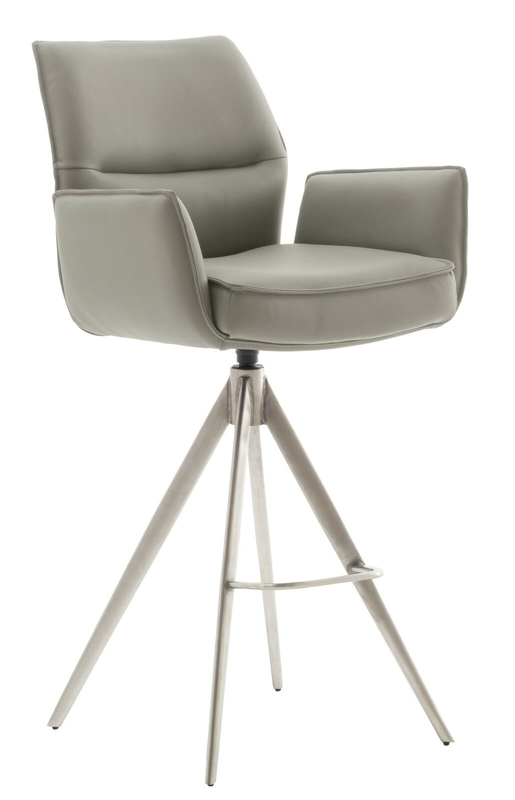 Zurbrüggen Barstuhl ASSENTO Moderner Barstuhl mit grauem Polster und Metallbeinen, seitliche Perspektive