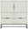 Modernes Highboard in heller Farbe mit schwarzem Metallgestell, frontale Ansicht