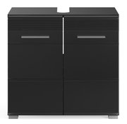 Schwarze Badkombination mit zwei Türen und modernen Griffen, Frontansicht