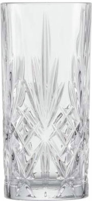 Hohes, elegantes Trinkglas mit Kristallschliff, Frontalansicht