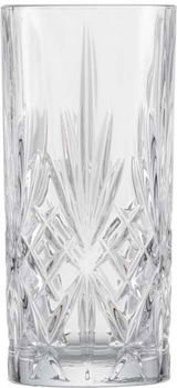Hohes, elegantes Trinkglas mit Kristallschliff, Frontalansicht