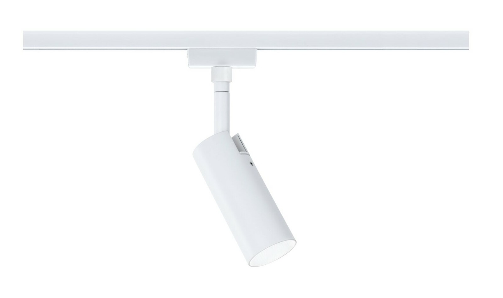 Weißer Schienenspot Tubo, seitliche Perspektive