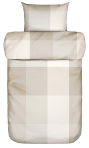 Bettwäsche-Set in Beige- und Cremetönen mit Karomuster, Ansicht von oben