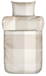 Bettwäsche-Set in Beige- und Cremetönen mit Karomuster, Ansicht von oben