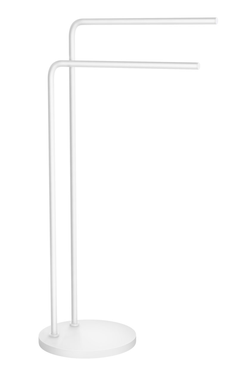 Beslagsboden Handtuchhalter weiß Weißer Handtuchhalter aus Stahl mit zwei Armen, seitliche Perspektive