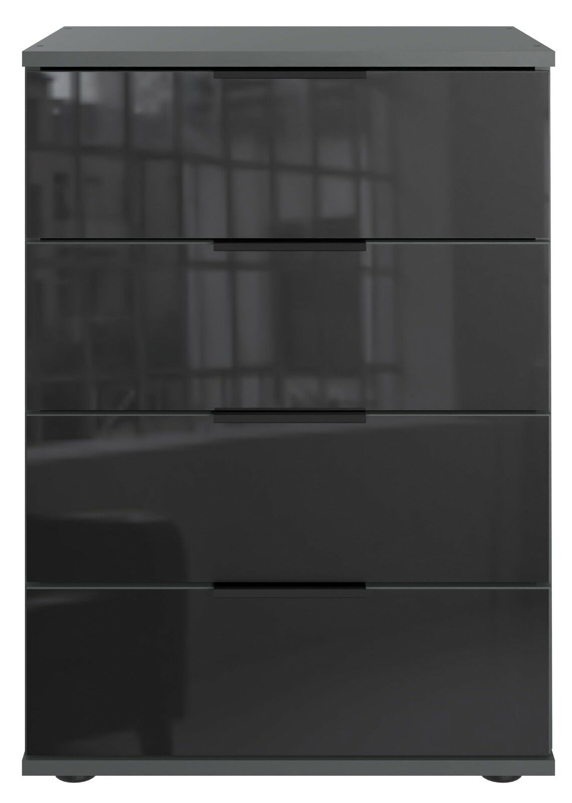 Z2 Nachtkommode SAIGON Moderne Nachtkommode mit vier Schubladen in Hochglanzoptik, Frontalansicht