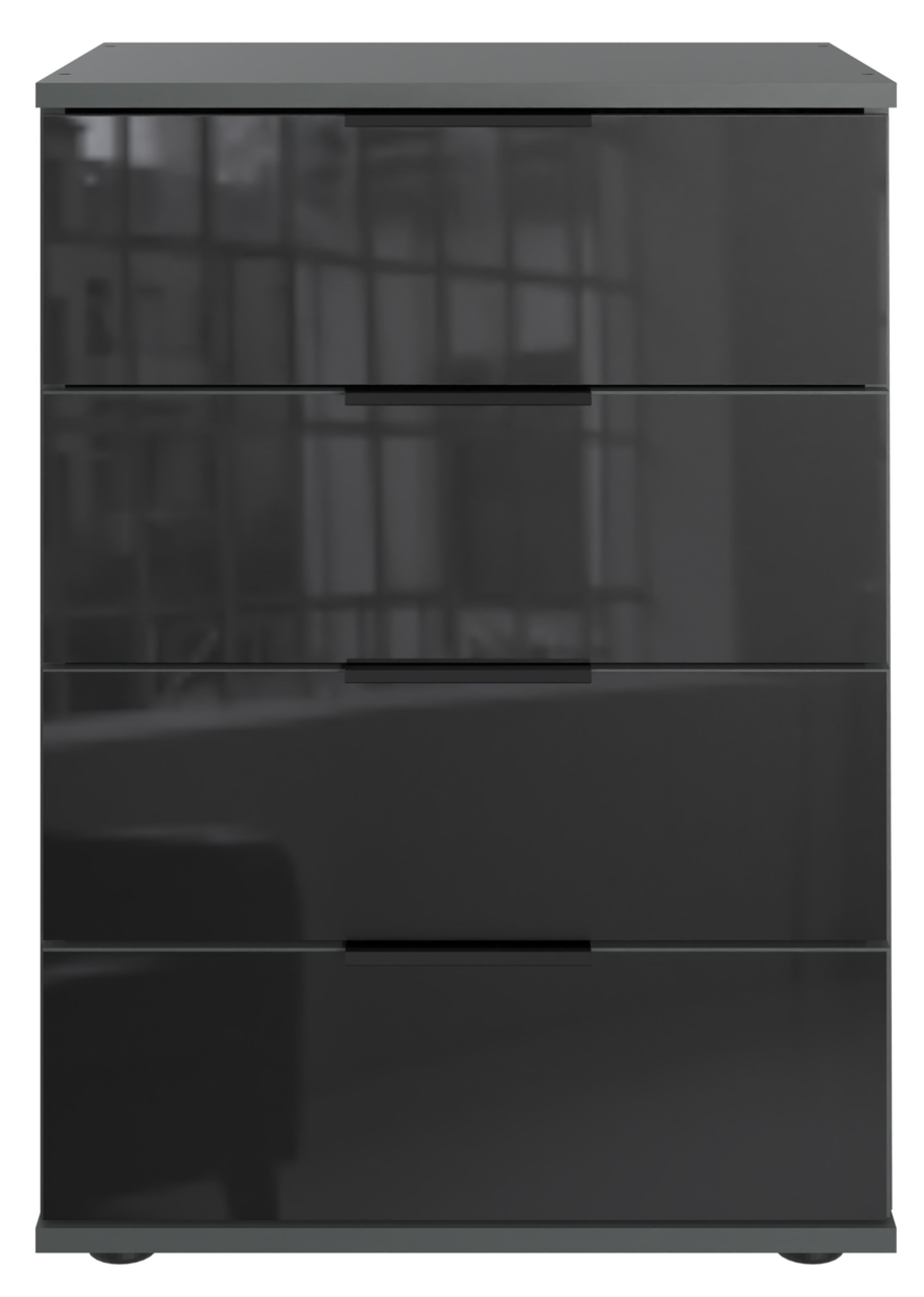 Z2 Nachtkommode SAIGON Moderne Nachtkommode mit vier Schubladen in Hochglanzoptik, Frontalansicht