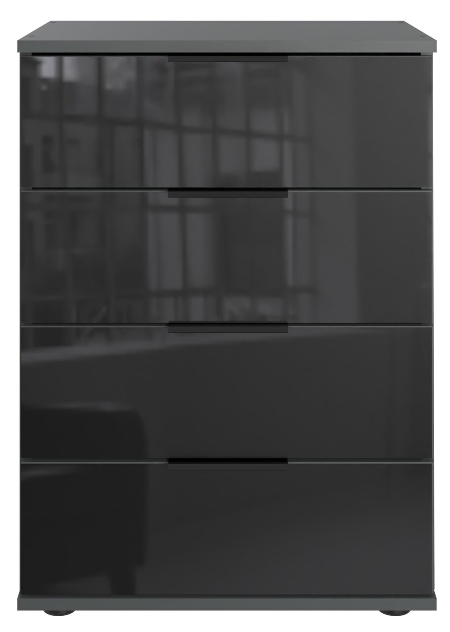 Z2 Nachtkommode SAIGON Moderne Nachtkommode mit vier Schubladen in Hochglanzoptik, Frontalansicht